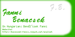 fanni benacsek business card